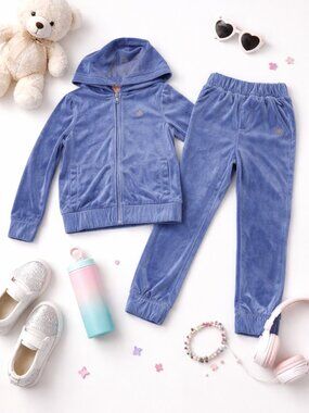 Juicy Couture Kids Velour Tracksuit – Size Small 7/8, Purple Zip Hoodie & Jogger